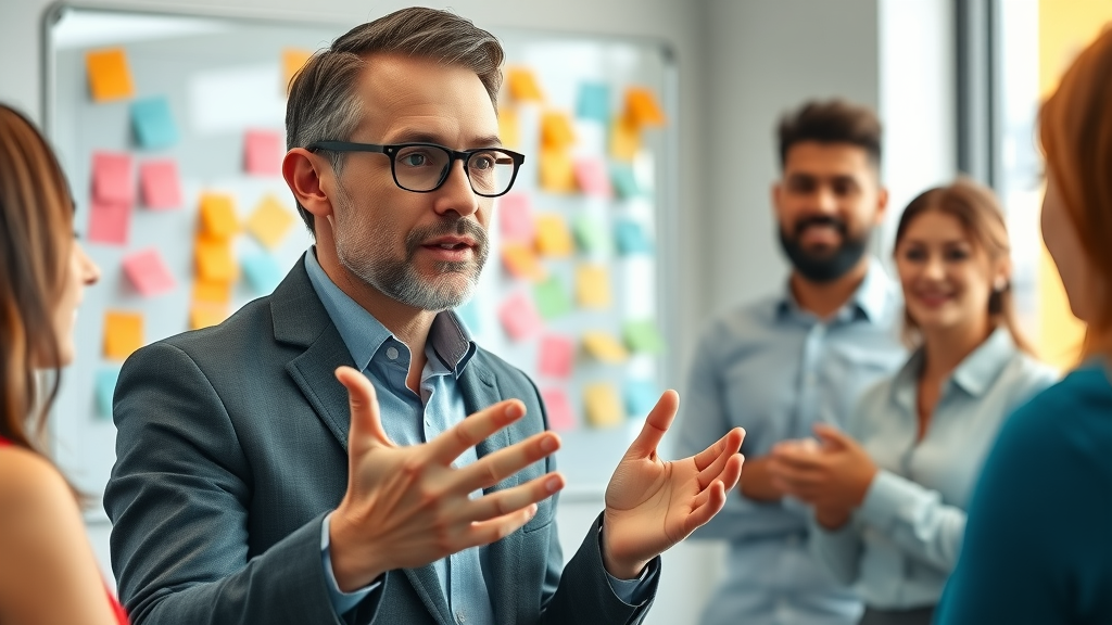 professional chief marketing officer leading a strategy session for business growth strategies for start-ups