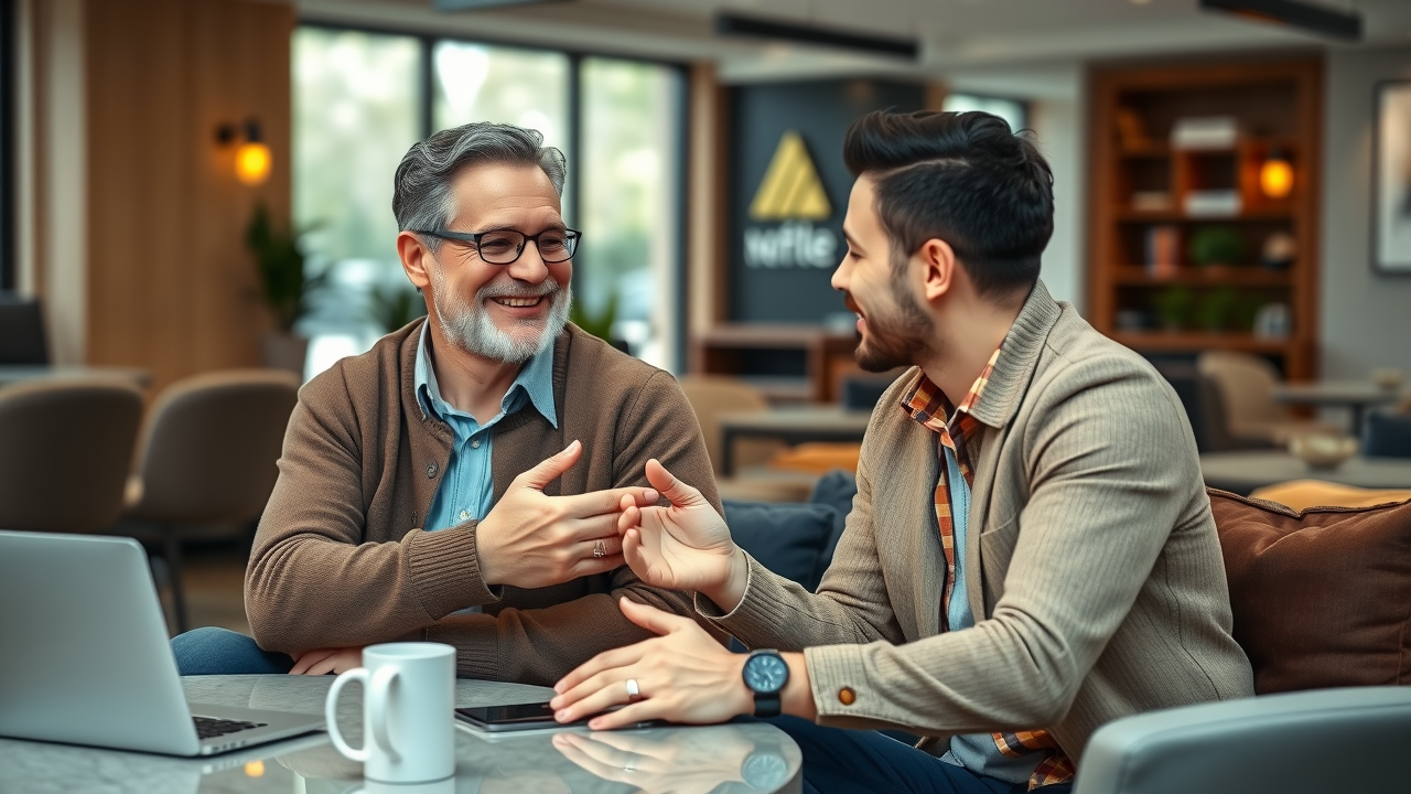 existing customer relationship with attentive business development manager in a cozy lounge