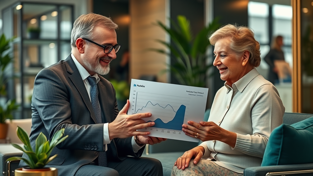 trustworthy advisor discussing estate planning gift tax strategies with mature couple