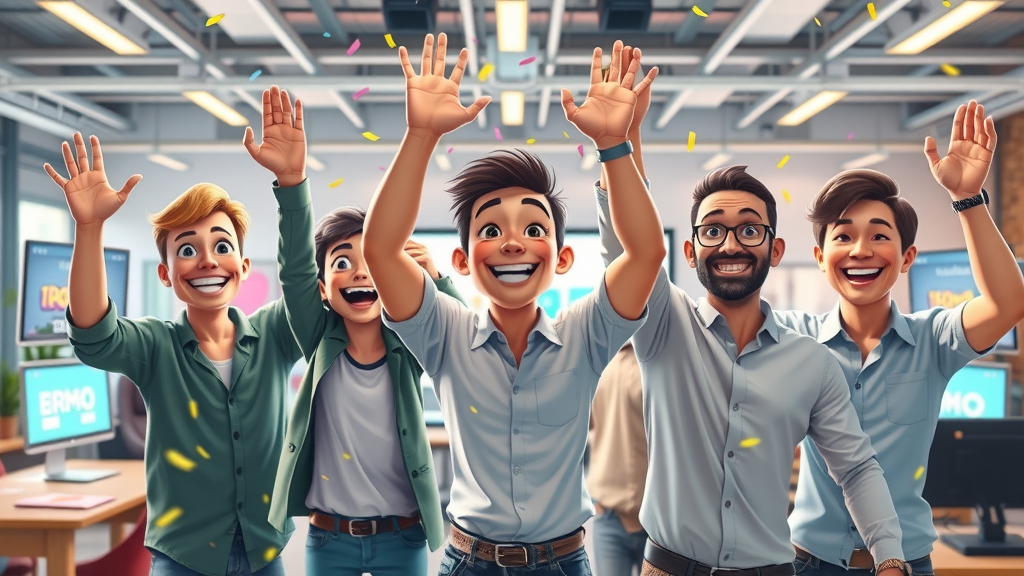 enthusiastic startup team celebrating successful product launch with growth hacks for start-up growth
