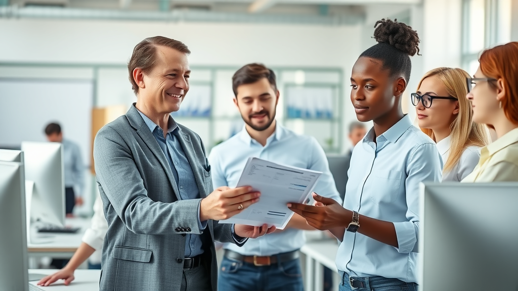 employment tax for small business – payroll specialist and business team reviewing payroll tax paperwork