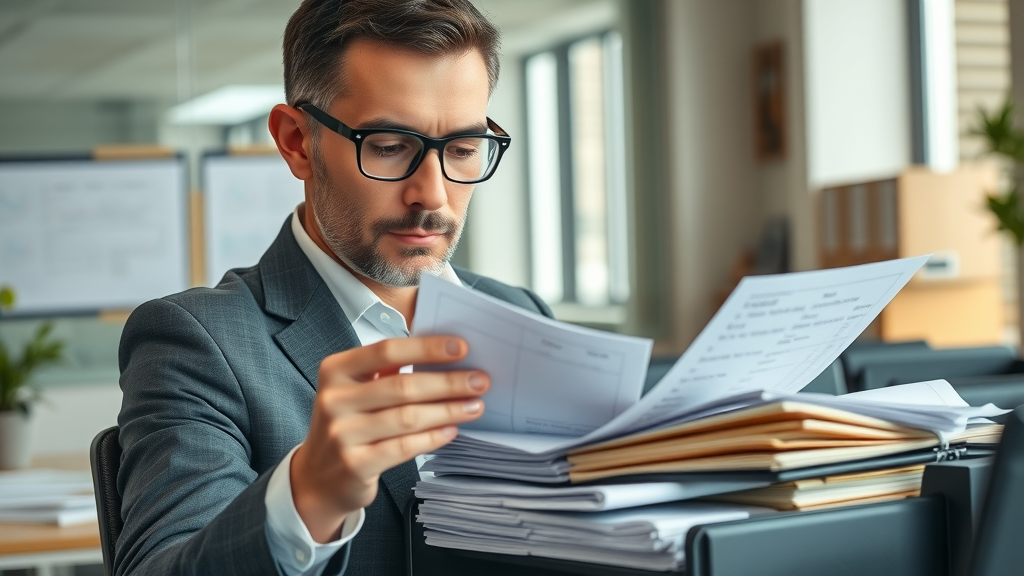 Finance manager filing tax return documents for maximum corporate tax optimization