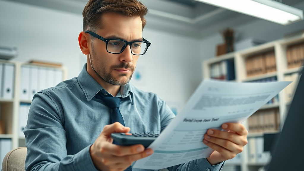 Accountant analyzing Augusta Rule tax strategy rental income documents