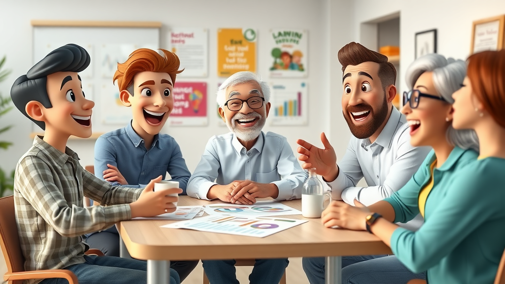 Diverse group including a young professional, retiree, and business owner discussing proactive tax planning strategies over charts, vibrant coworking space