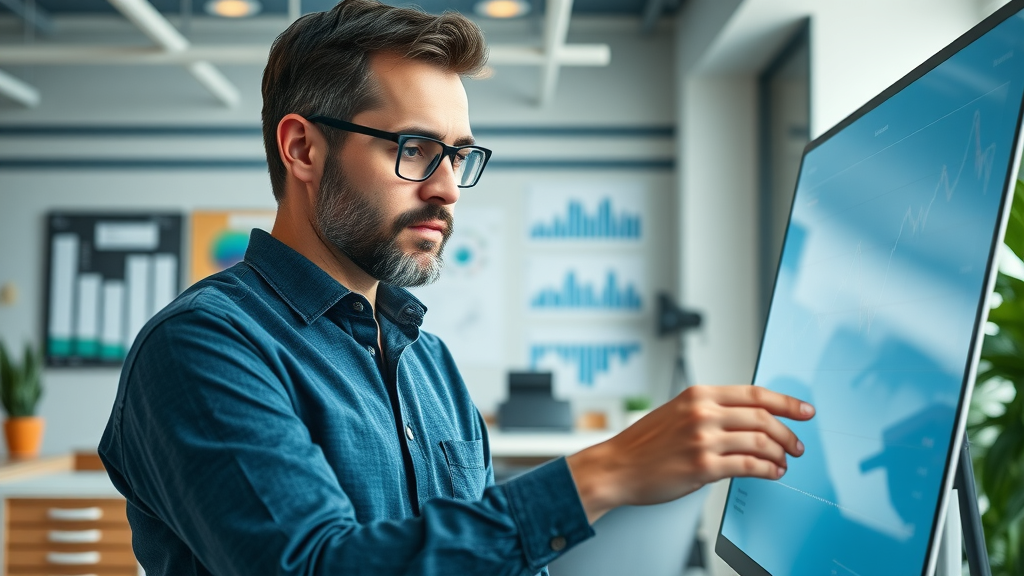Entrepreneur reviewing investment charts for strategic timing to reduce taxable income and lower business tax rate