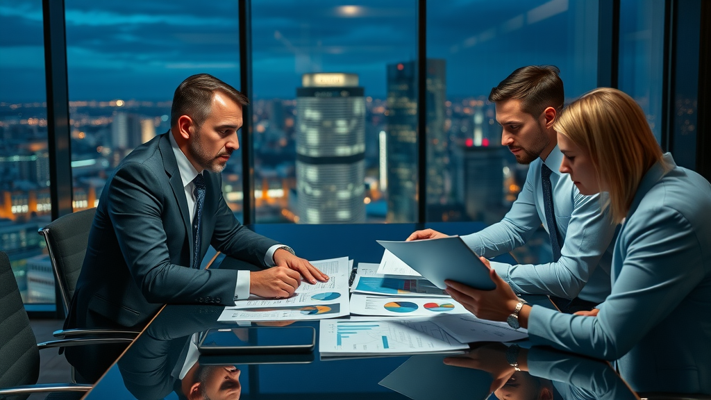 Corporate executives planning business growth strategy with consultant in boardroom