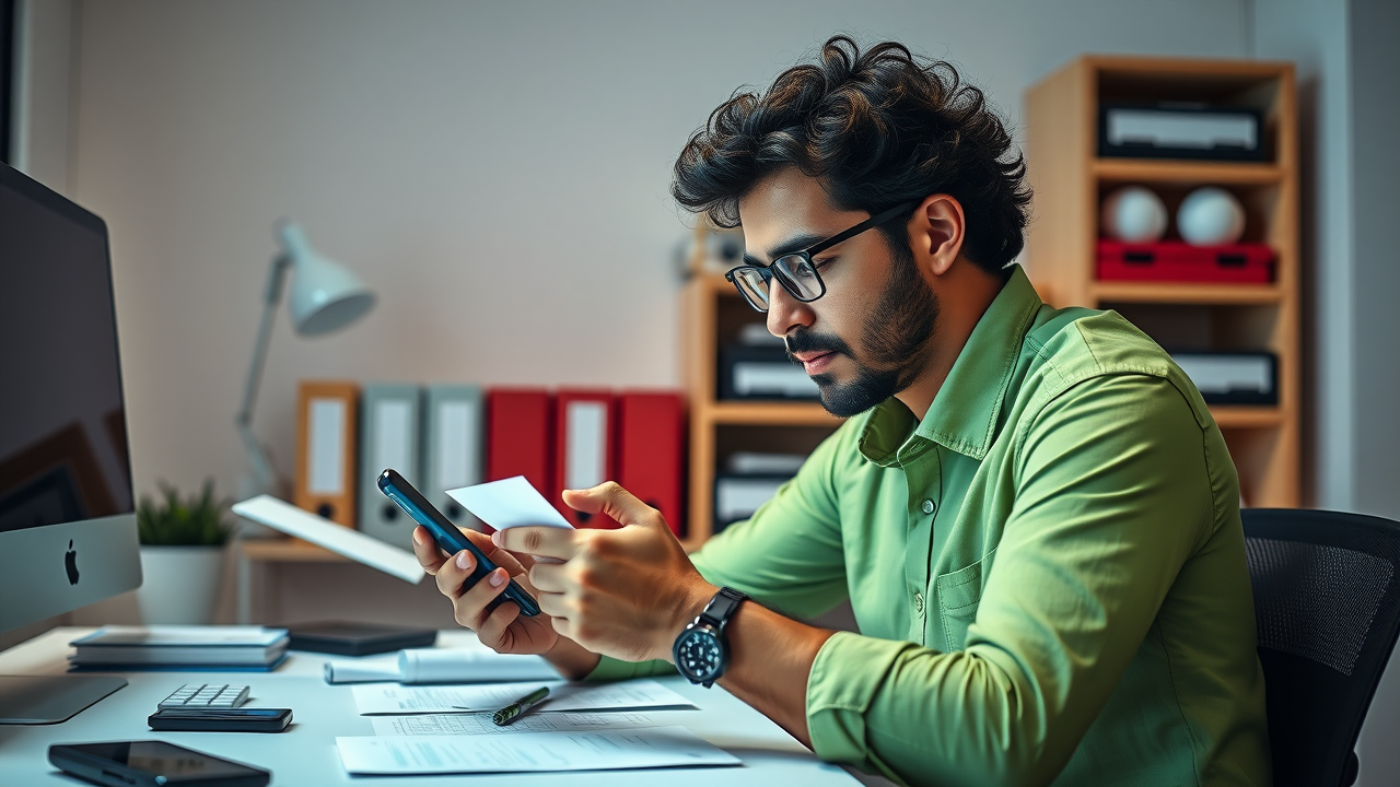 organized individual scanning receipts into smartphone for tax strategy documentation
