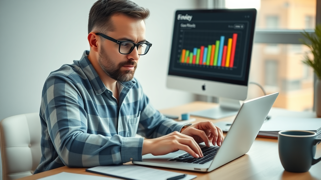 Financial planning for growth: strategic manager calculating budget with financial statements in a modern workspace