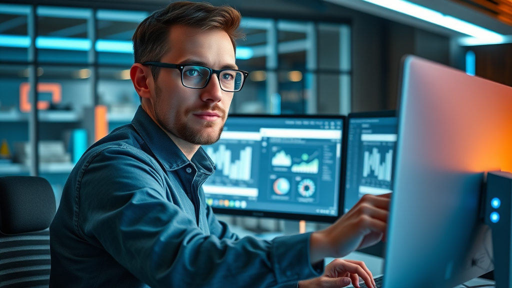 small business tax compliance – business owner using digital accounting software for taxes in modern tech office
