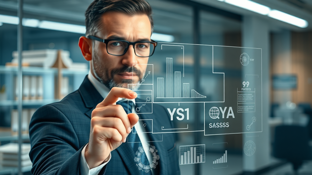 Professional tax advisor explains business tax structures and options on a digital touchscreen in an innovative office