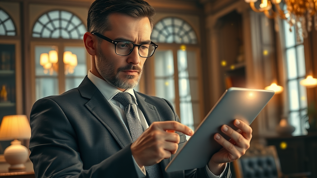 business owner tax savings following step-by-step checklist on digital tablet in magical office