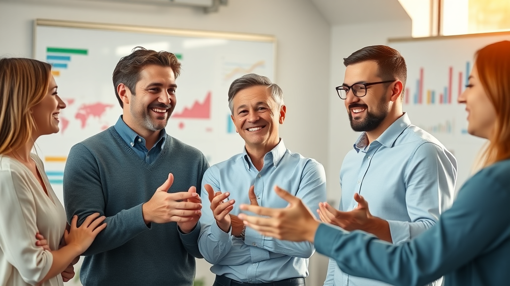 Mid-sized business team collaborating with growth consultant on business strategy
