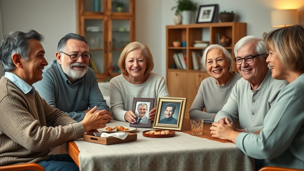 multigenerational family discussing estate planning and family legacy in a cozy living room