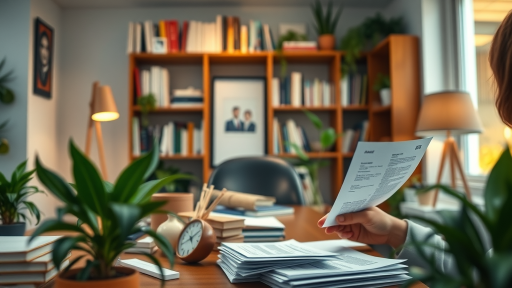 Modern home office showing receipts and tax forms for business tax deduction planning
