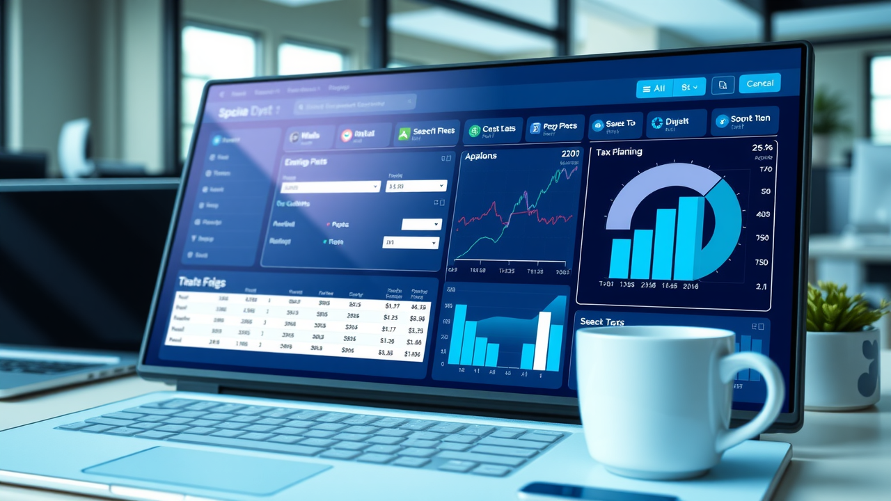 tax planning software dashboard - business tax strategies with digital recordkeeping and apps