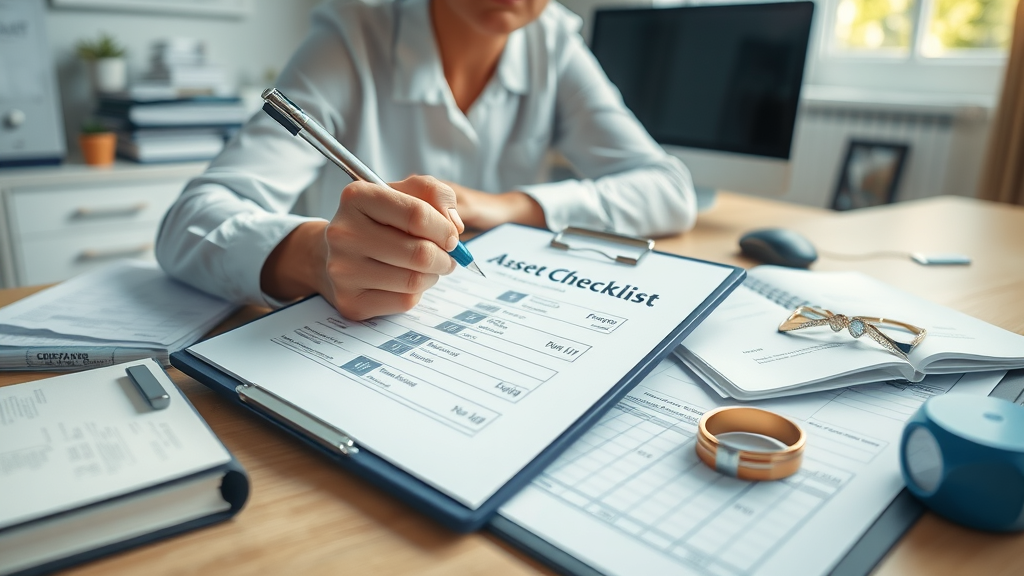 organized estate planning asset checklist and personal items