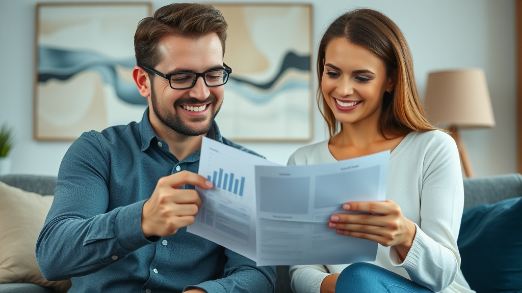optimistic couple reviewing wealth preservation strategy financial documents