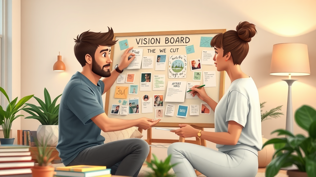 Family building vision board to express shared values and mission for their family financial legacy
