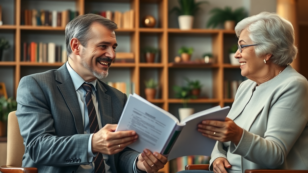 estate planning documents and hands reviewing will and trust forms