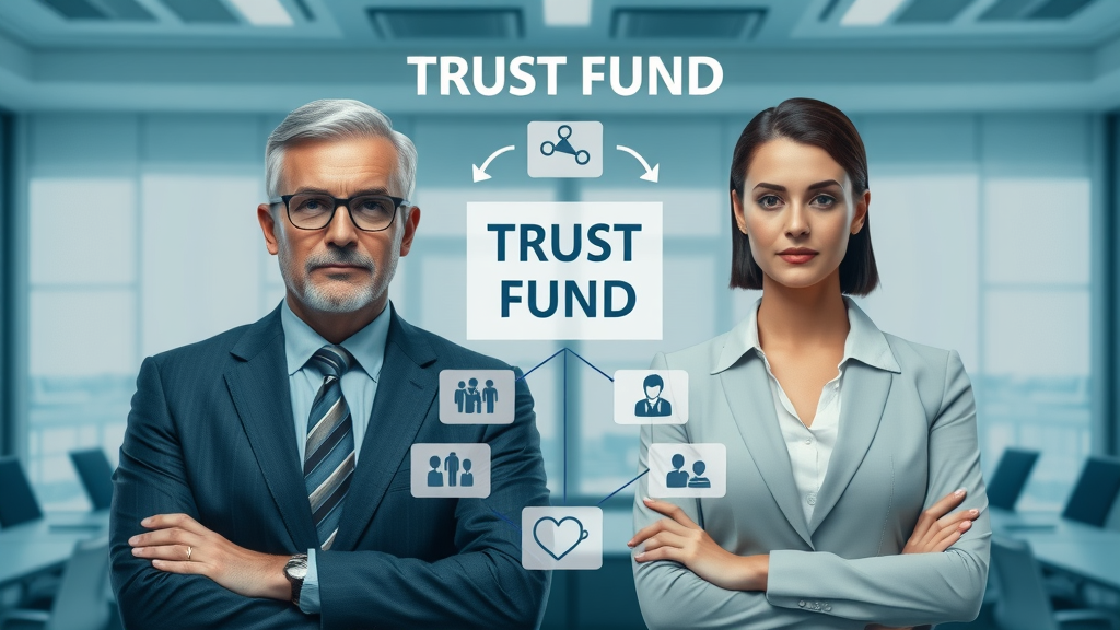 trust fund structure infographic, grantor, trustee, beneficiaries, flow of assets, essential mechanics