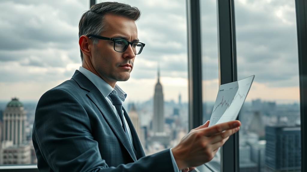 Smart investor analyzing fluctuating market charts. Shows market volatility as a challenge—and opportunity—in long-term investment strategies.